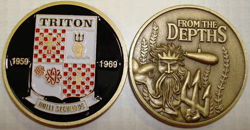 USS TRITON SSN-586 FROM THE DEPTHS NAVY MILITARY SUBMARINE CHALLENGE COIN