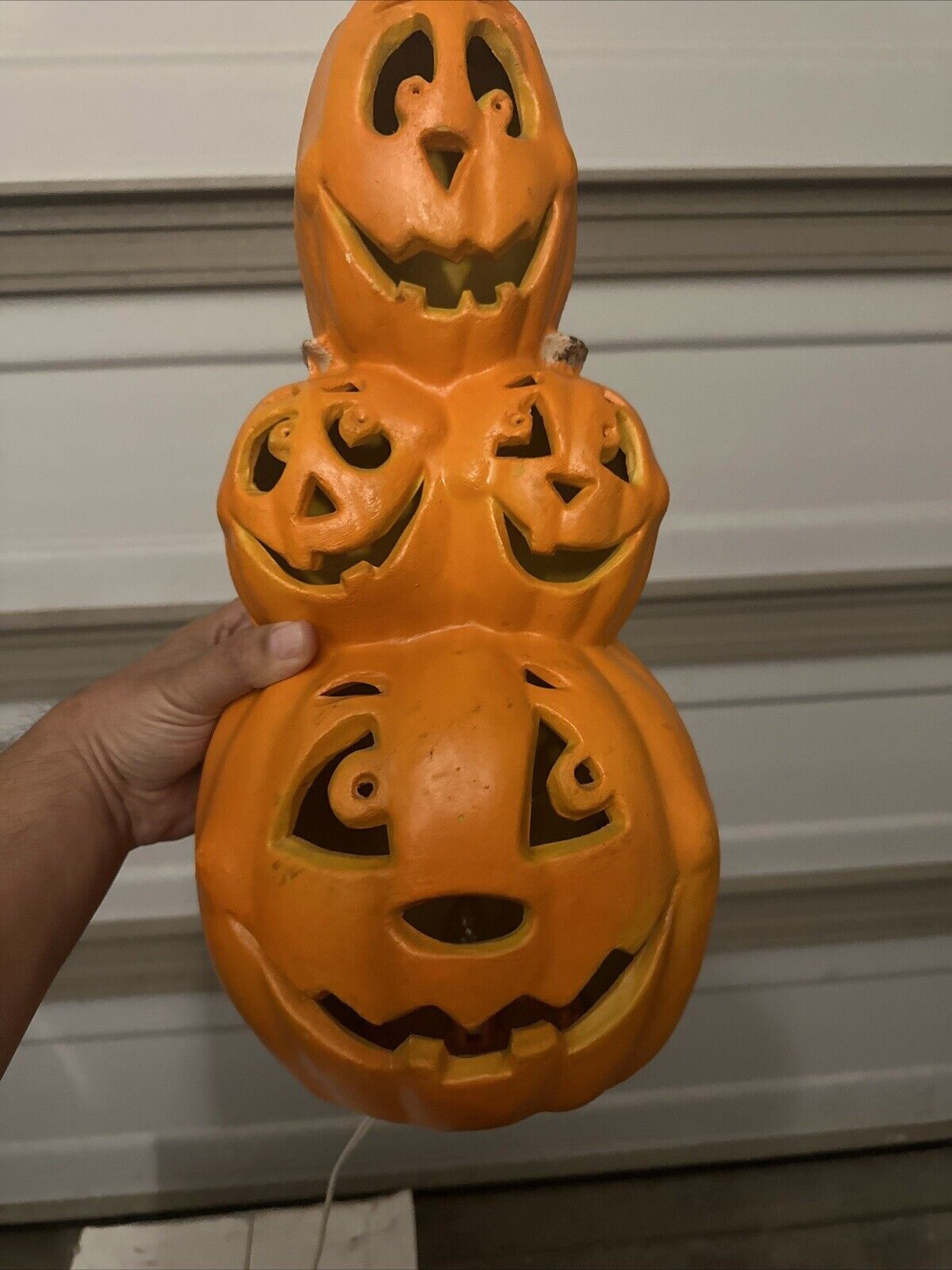 Vintage 19 inch lighted stacked Halloween jack-o’-lantern Preowned Works