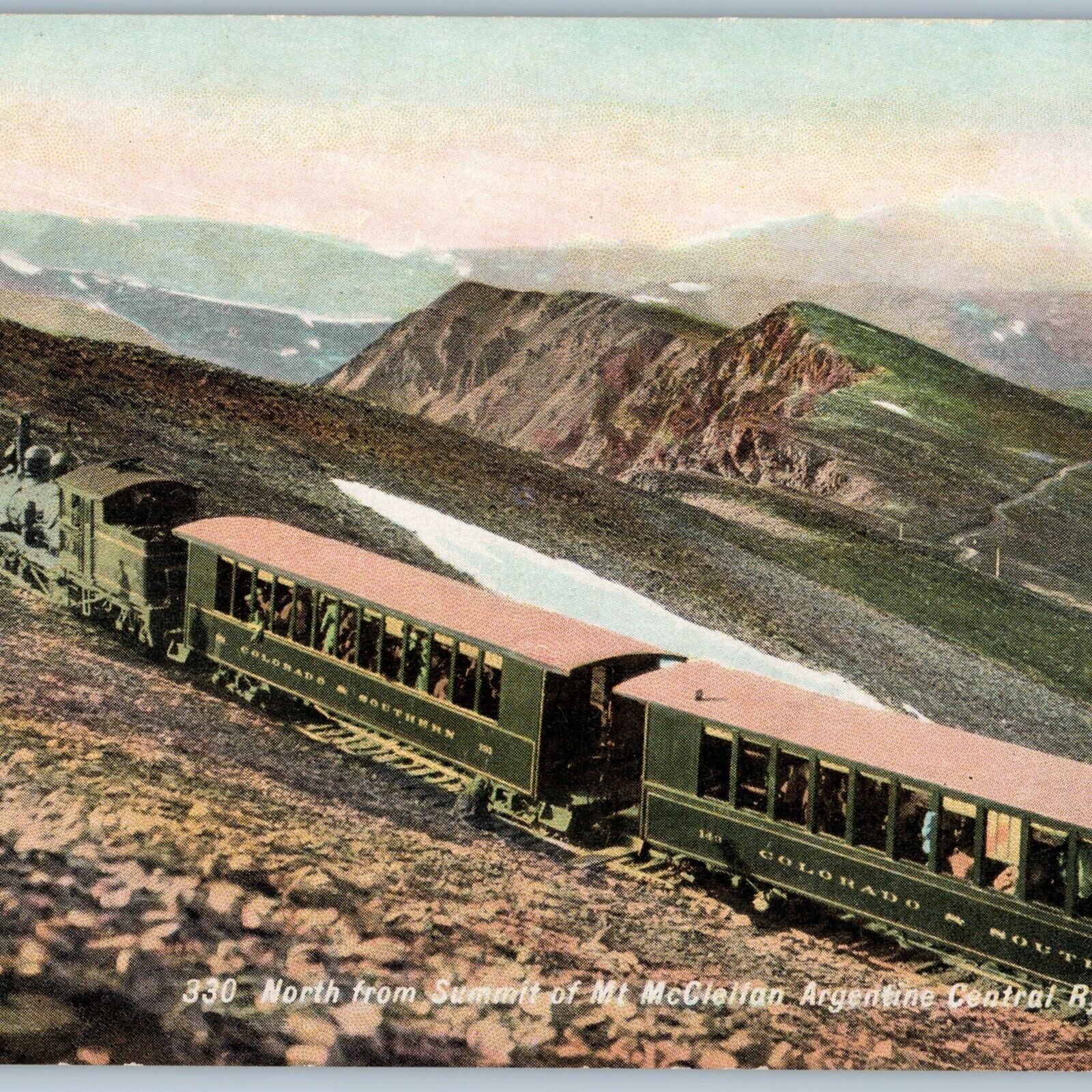 c1910s Mt McClellan Argentine Colorado & Southern Passenger Train Railway A189