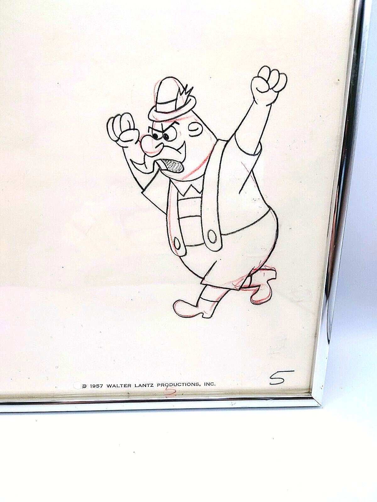 1957 Original Walter Lantz Framed Production Drawing Woody Wood Pecker Character