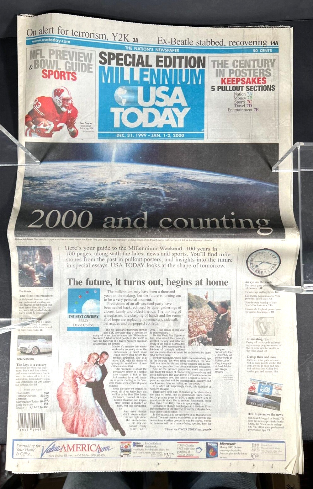 Y2K Millennium Special Edition of USA Today Dec 31, 1999 - Jan 1-2, 2000