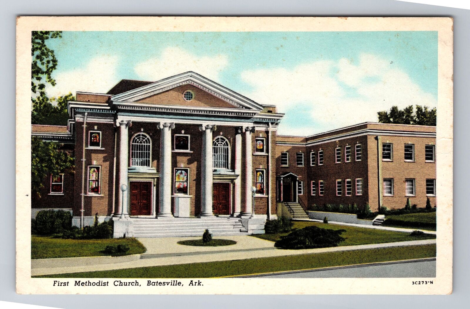 Batesville AR-Arkansas, First Methodist Church, Religion, Vintage Postcard