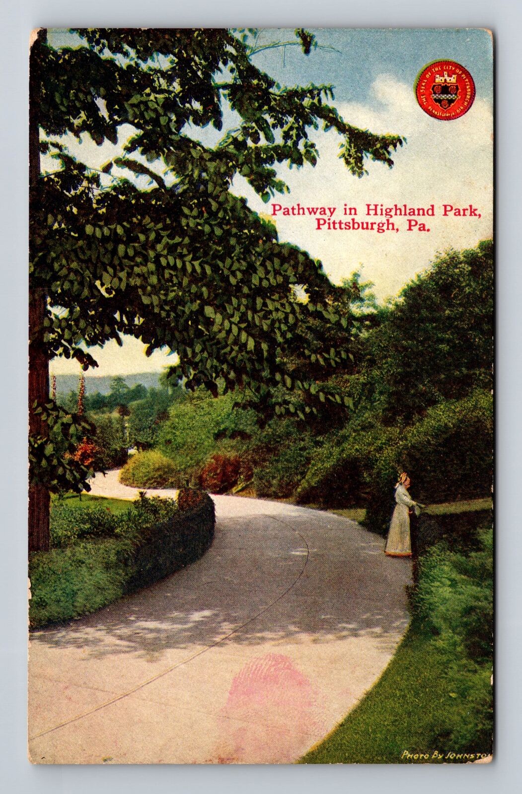 Pittsburgh PA-Pennsylvania, Scenic Pathway in Highland Park Vintage Postcard