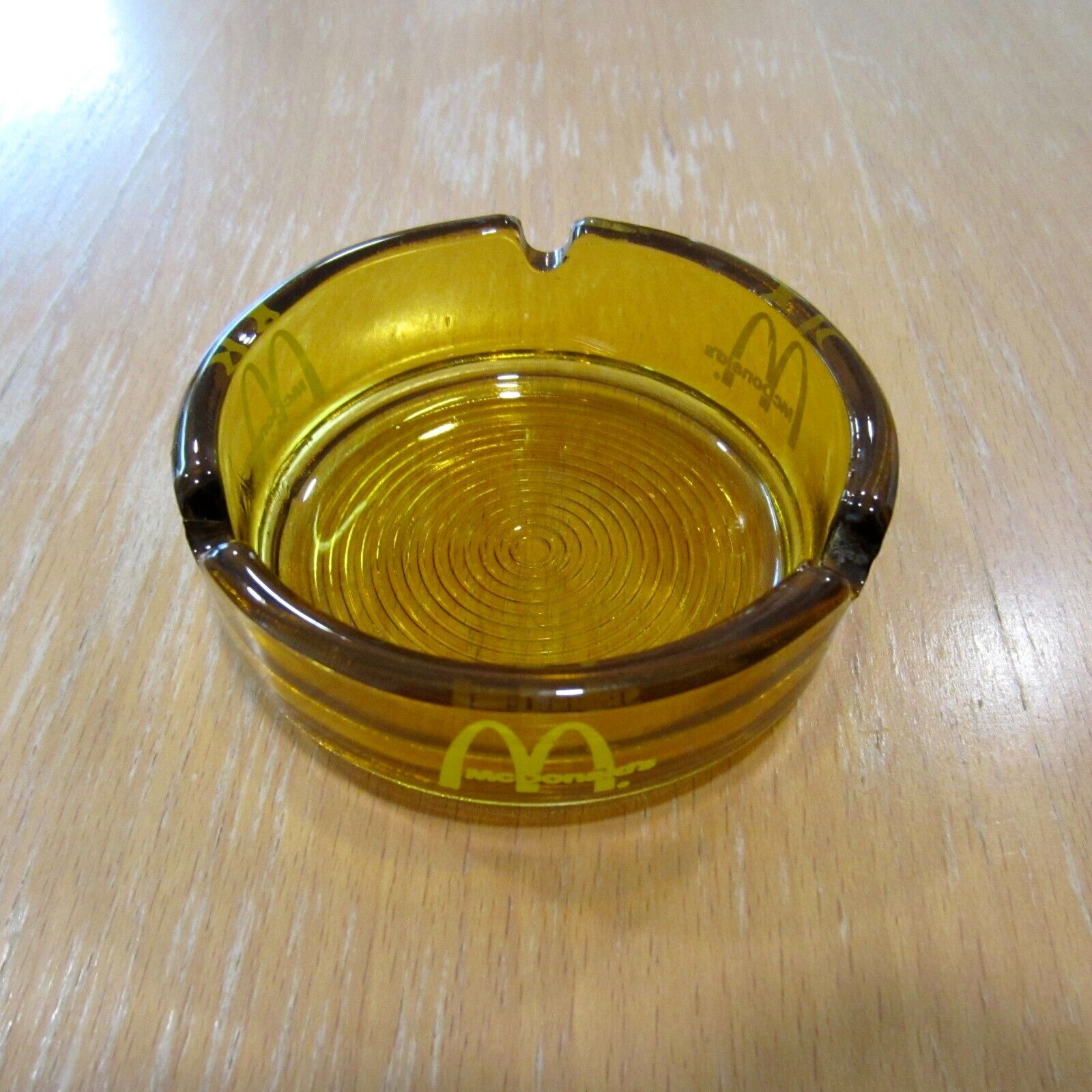 Rare Vintage 70s Tobacciana McDonald's Glass Ashtray Honey Retro Spiral Bottom