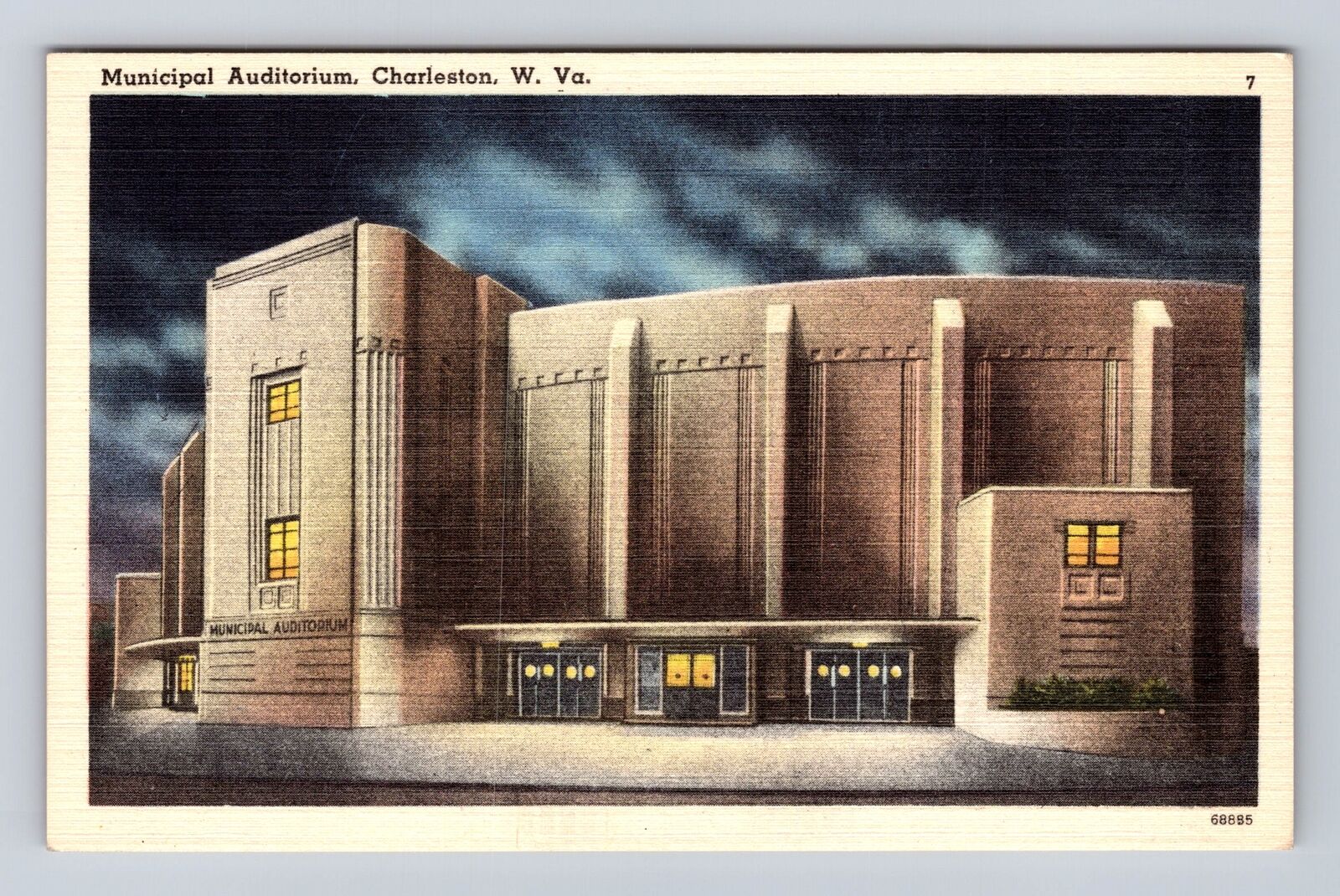 Charleston WV-West Virginia, Municipal Auditorium, Antique, Vintage Postcard