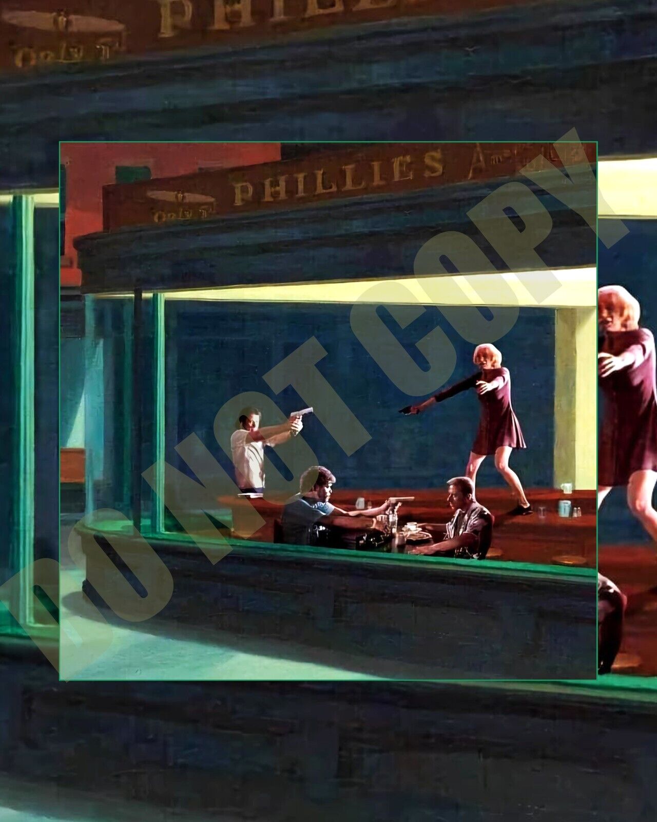 Pulp Fiction Movie Diner Scene Like 1942 Nighthawks Painting 8x10 Photo