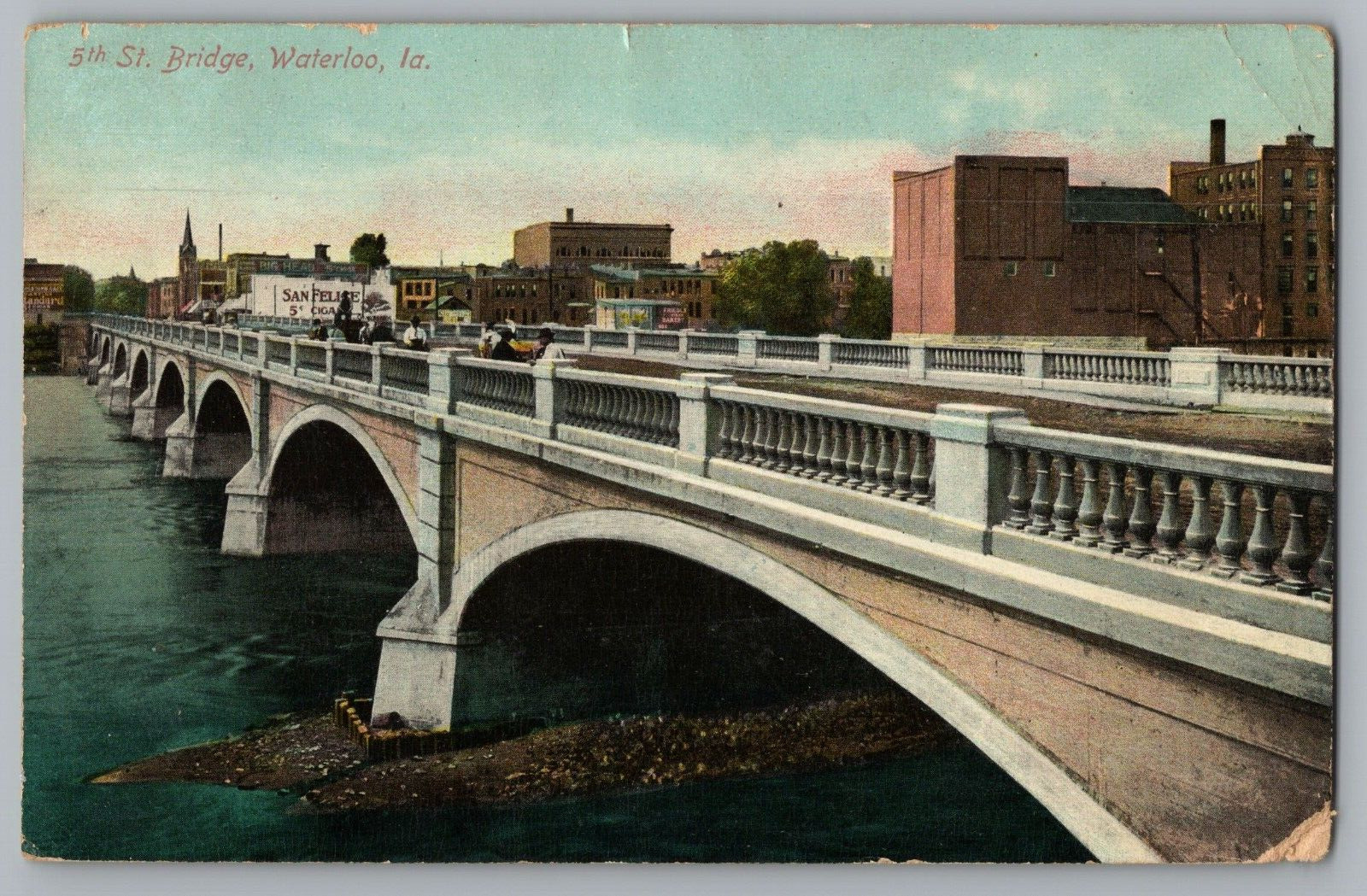 Postcard c1910 5th Street Bridge, Waterloo, Louisiana