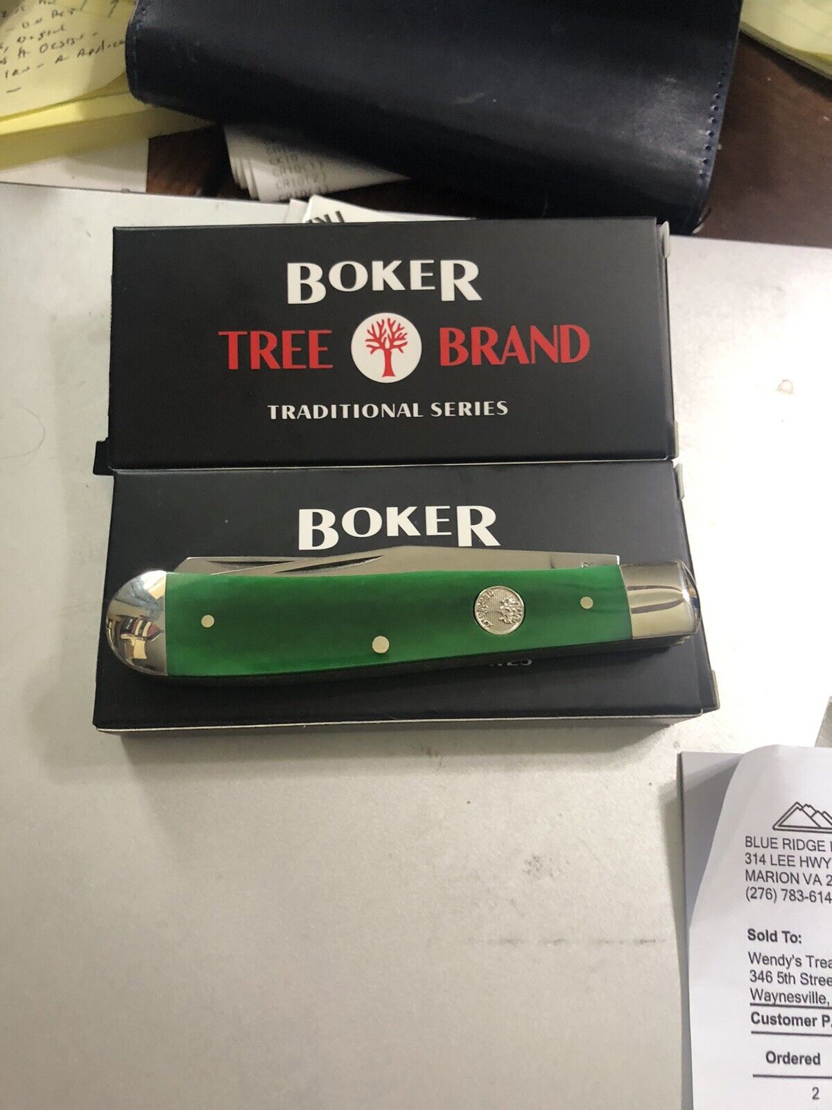 Boker 110829 TreeBrand Green Bone Trapper Traditional Series Pocket Knife