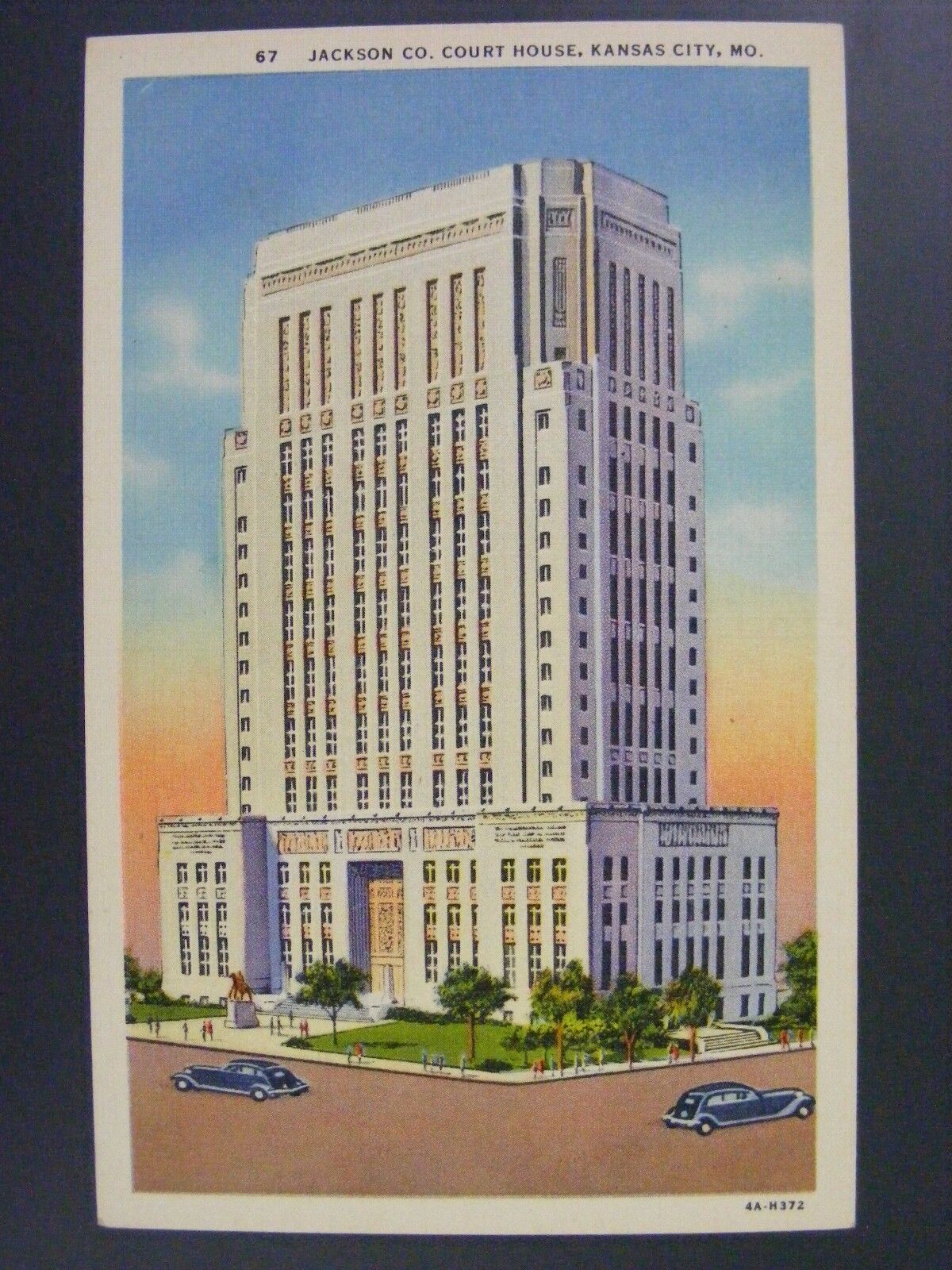 Kansas City Missouri Jackson County Court House Curt Teich Linen Postcard 1934