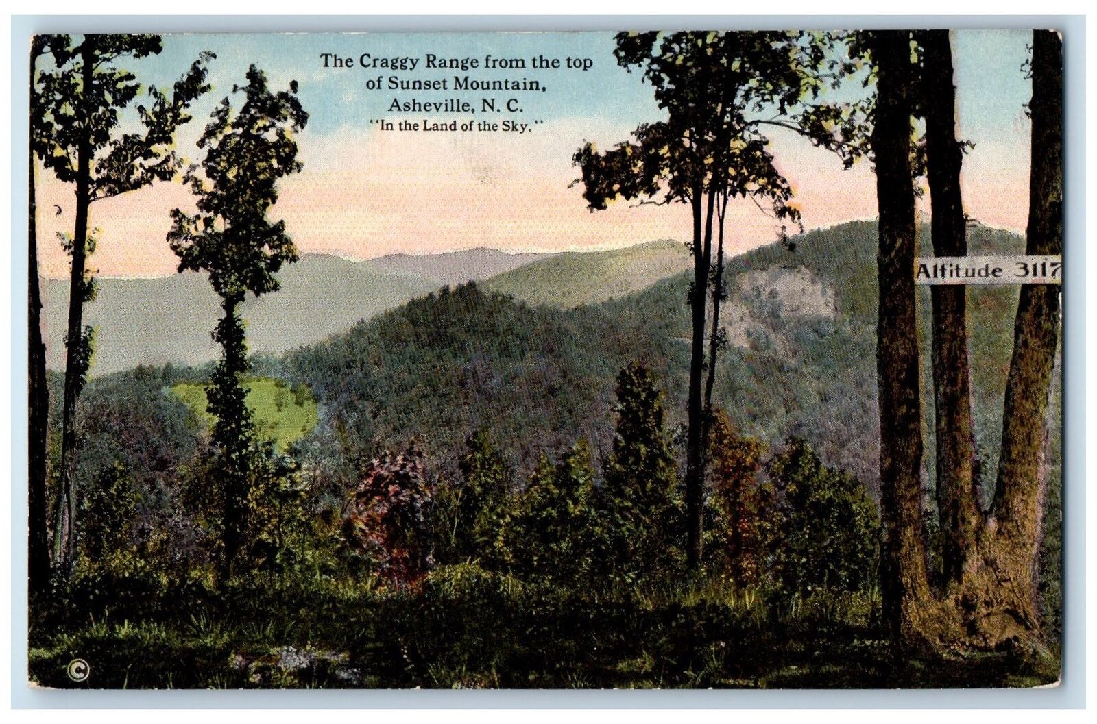 c1910 The Craggy Range From The Top Of Sunset Mountain Asheville NC Postcard