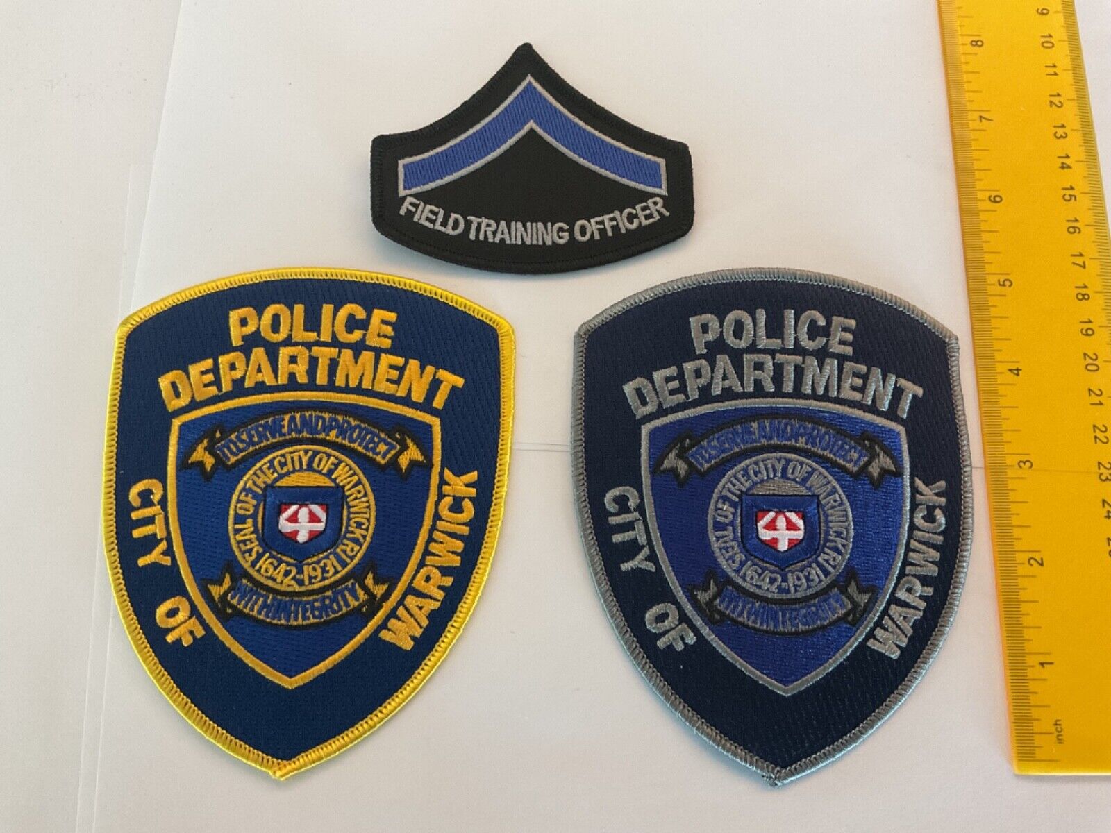 Warwick Police RI.  collectors patch set 3 pieces .