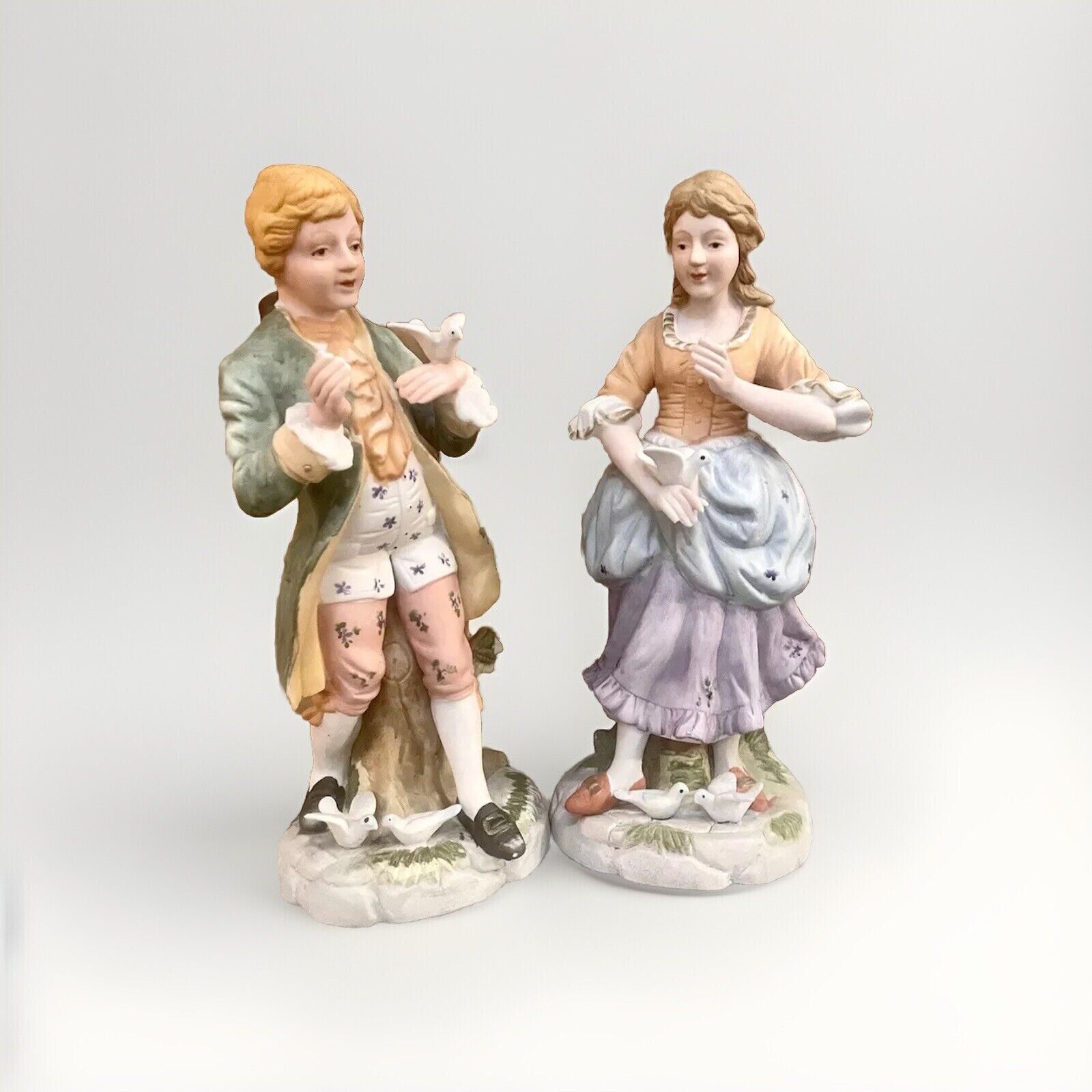 Arnart Royal Crown Porcelain Bisque Figurines ~ Man & Woman LARGE 13.5” Tall