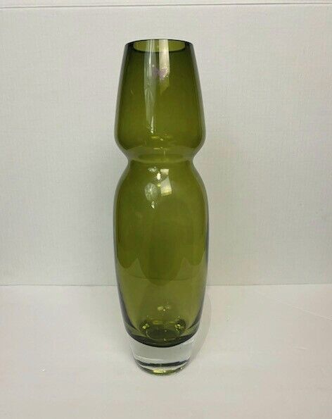 1970s MAMBO Waterford by Marquis Green Crystal Vase 15 3/4 In Granny core Vtg