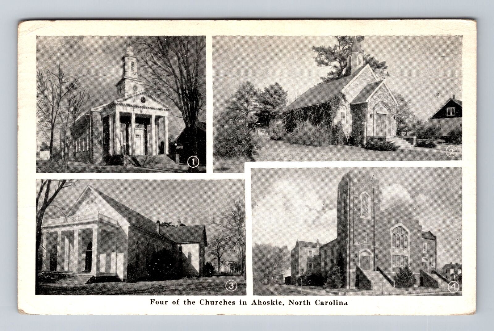 Ahoskie NC-North Carolina, Four of the Churches of Ahoskie Vintage Postcard
