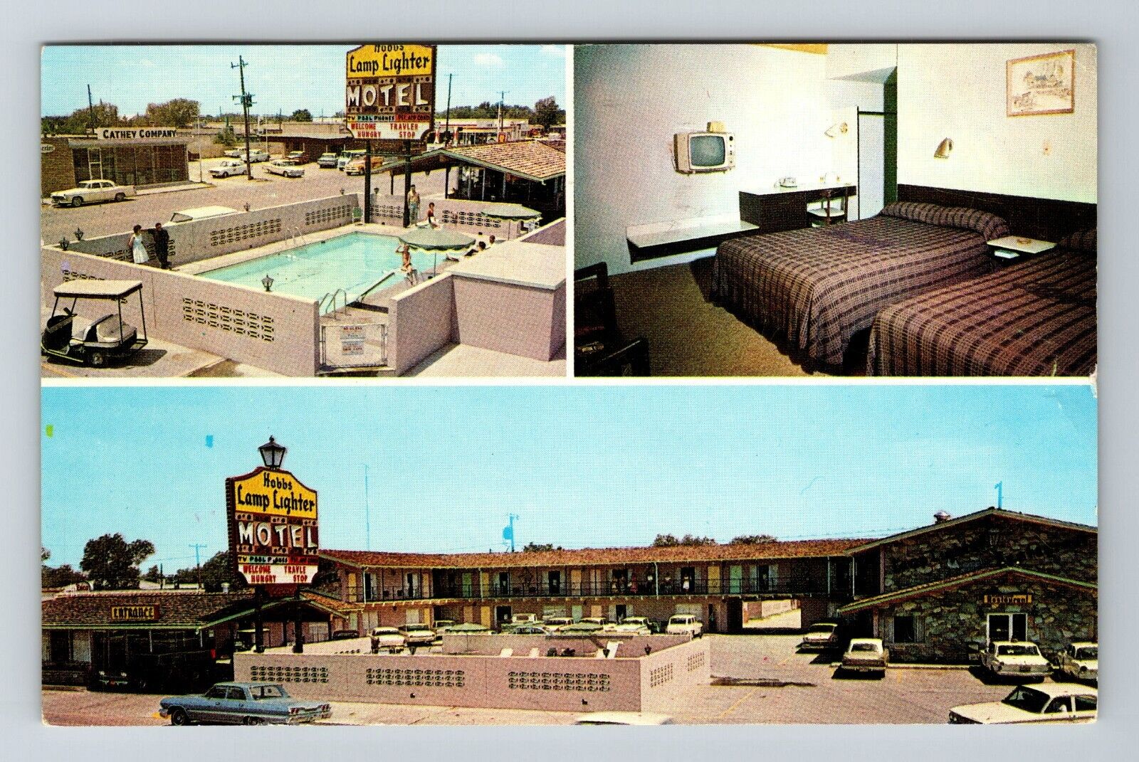 Hobbs NM-New Mexico, Hobbs Lamplighter Motel, Advert, Vintage Postcard