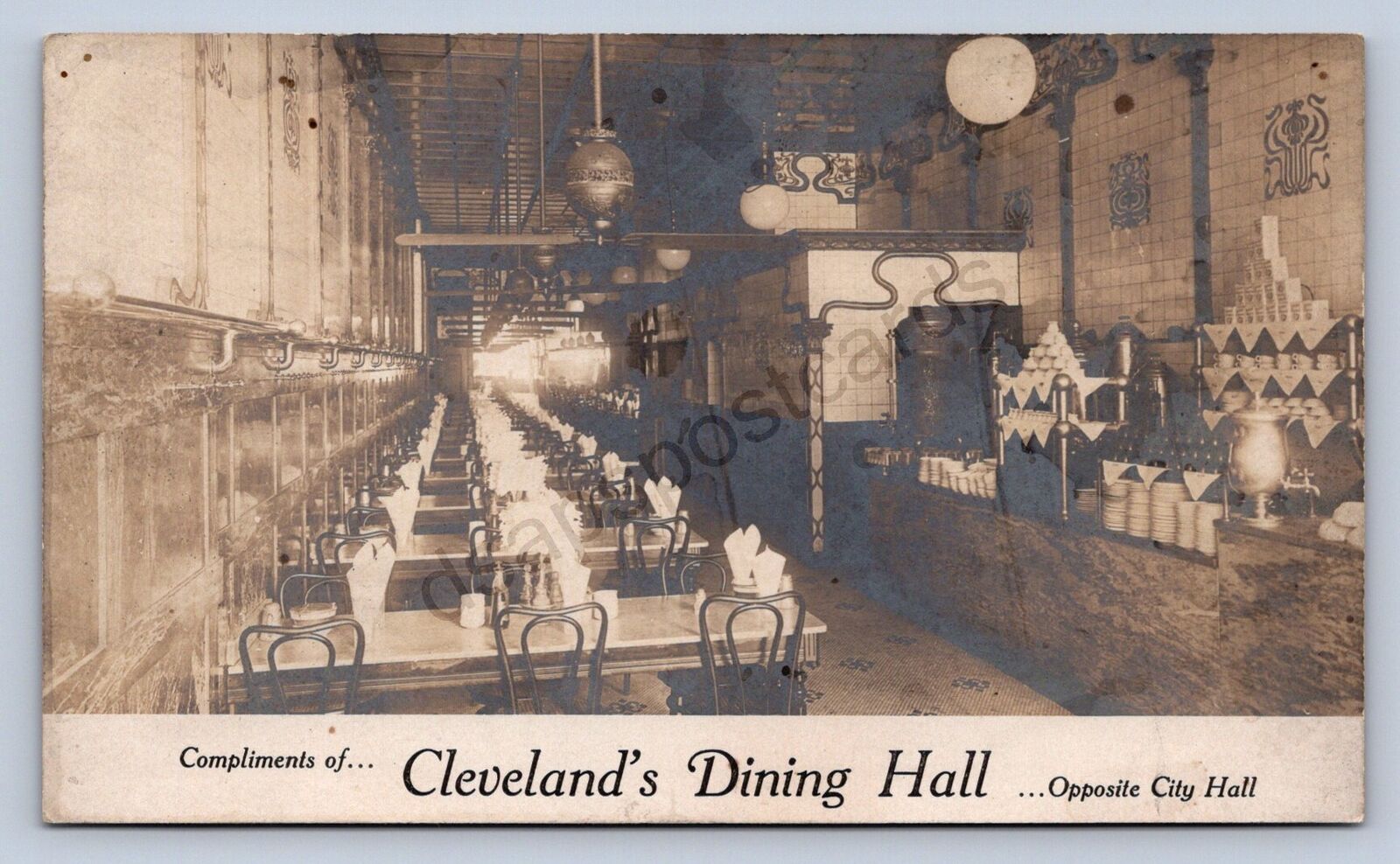 K4/ Cleveland Ohio RPPC Postcard c1910 Dining Hall Interior 503