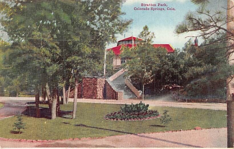 Postcard CO: Stratton Park, Stairway, Colorado Springs, Colorado, DB 1910's