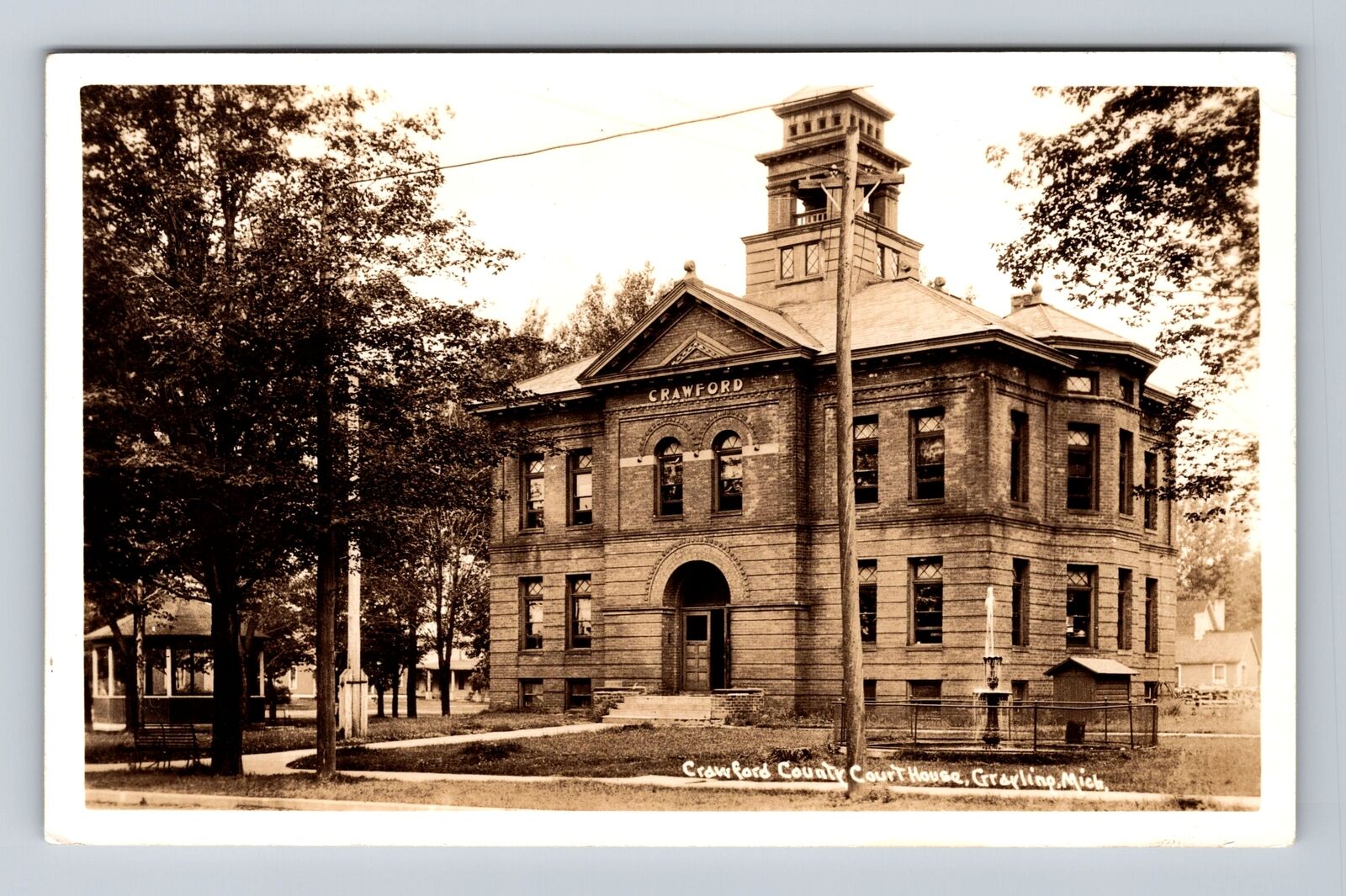 Grayling MI-Michigan, RPPC, Crawford County Courthouse, Vintage Postcard