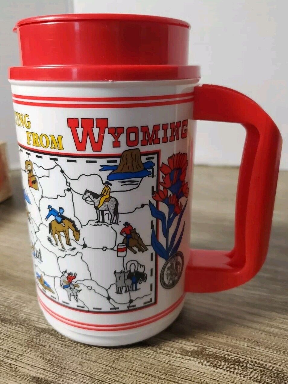 Vintage Whirley Travel Mug Wyoming \