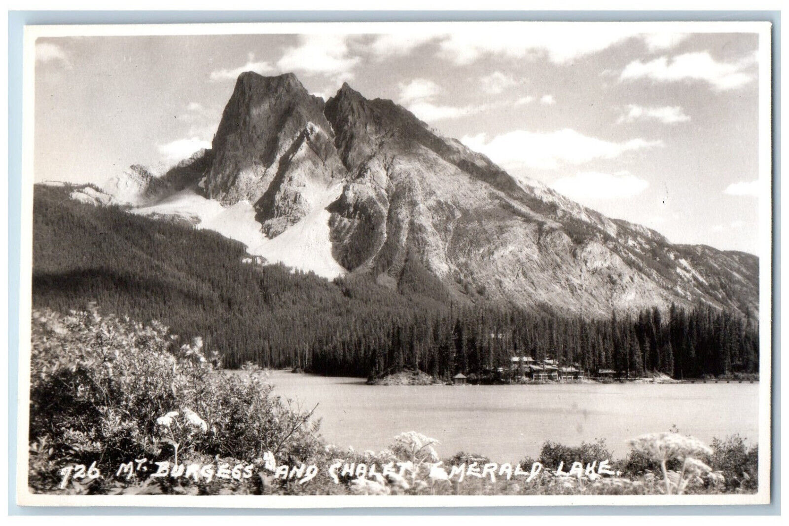 Yoho Nat Park Canada Postcard Mt. Burgess Chalet Emerald Lake c1920's RPPC Photo