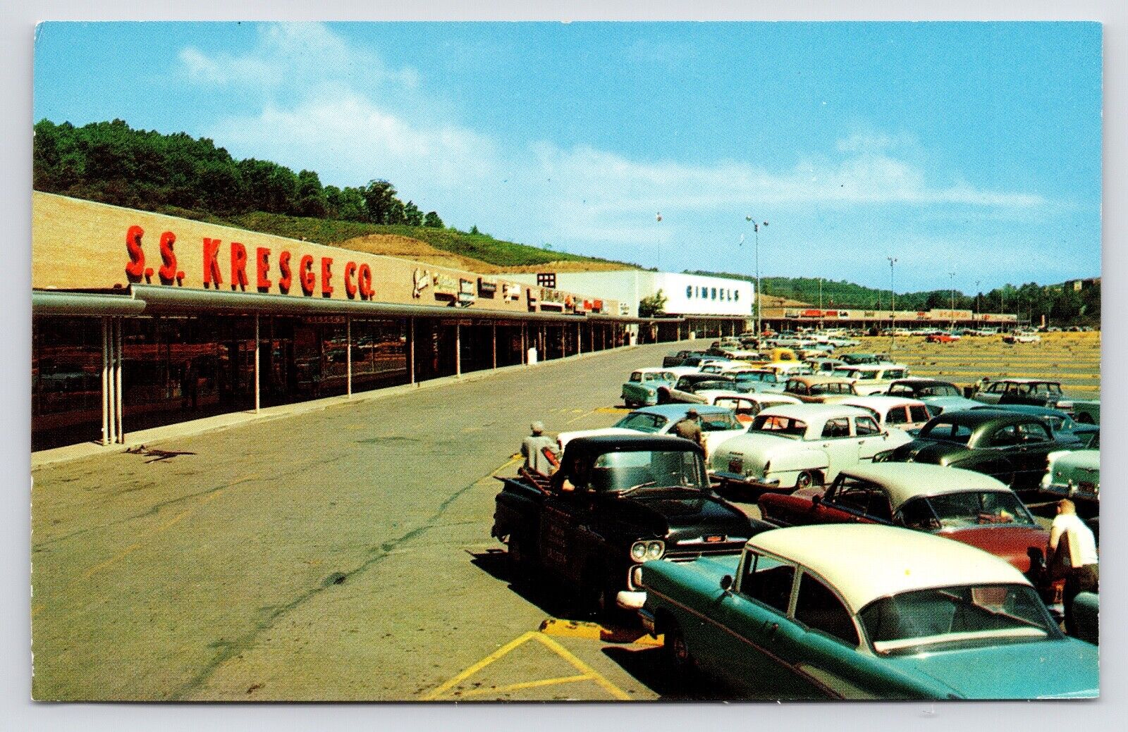 c1950s-60s~Pittsburgh Pennsylvania PA~Shopping Center~SS Kresge~Gimbels~Postcard