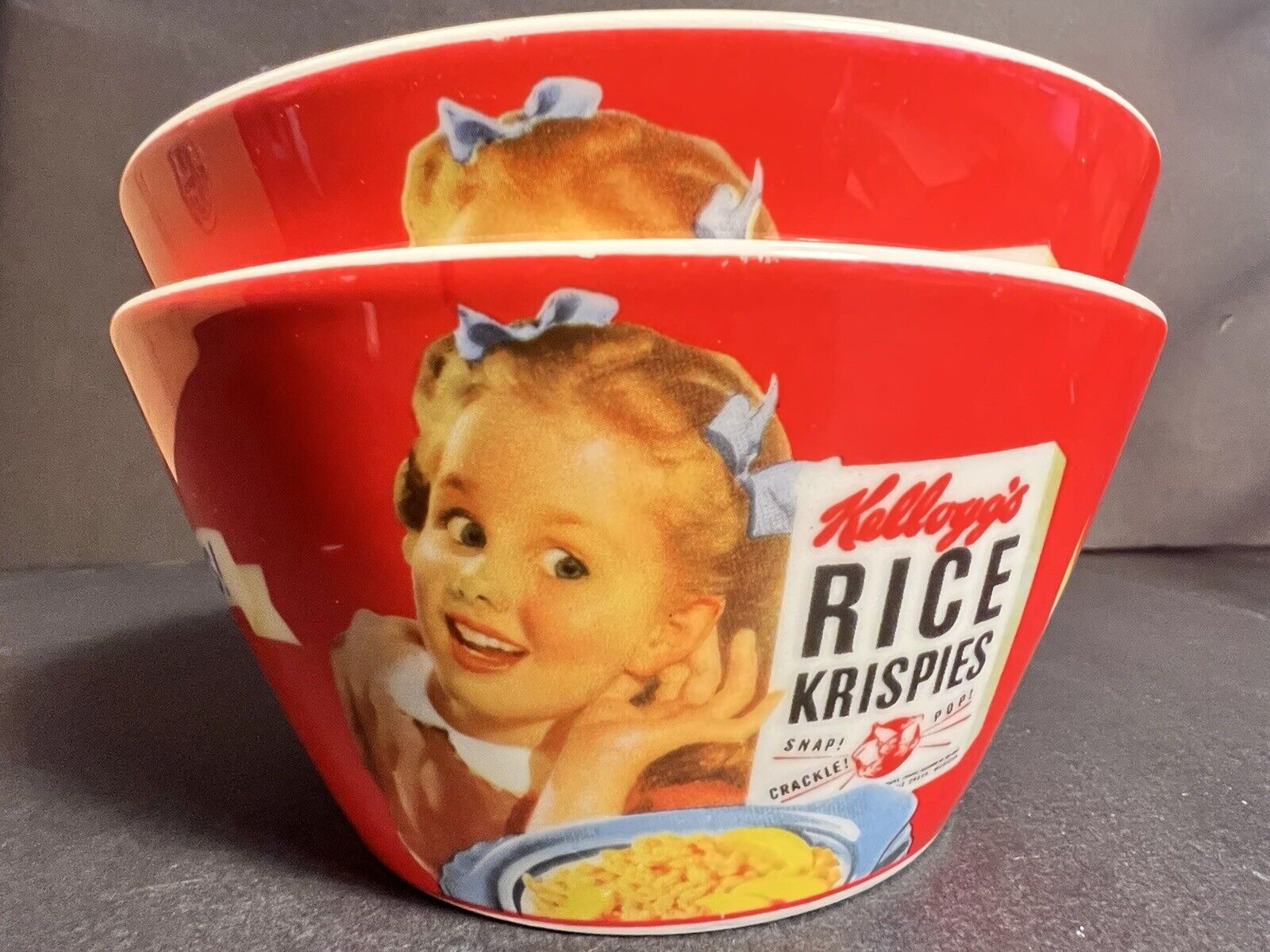 2005 VINTAGE KELLOGG’s Rice Krispies 2 - Cereal Bowls Ex. Cond. Porcelain