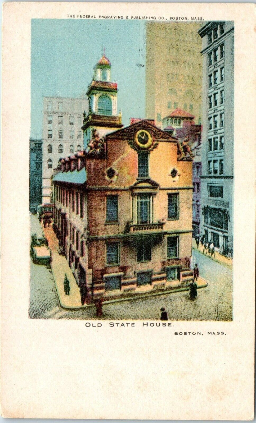 Antique Postcard Boston MA Old State House Federal Engraving Undivided Back