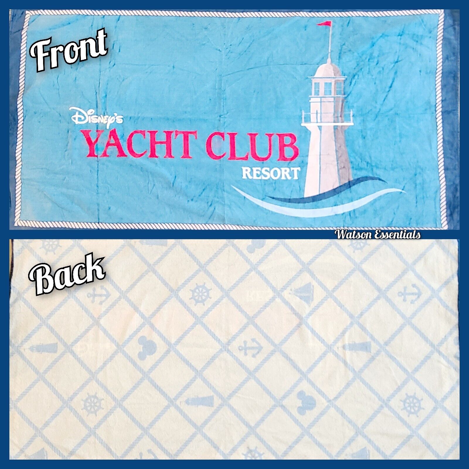 WDW Disney Yacht Club Resort Lighthouse Beach Pool Towel 63”x33” Mickey Anchor