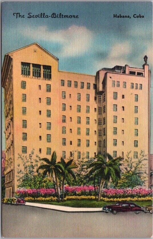 HAVANA, Cuba Postcard THE SEVILLA-BILTMORE HOTEL Habana Linen c1940s Unused