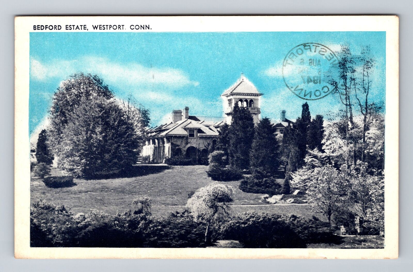 Westport CT-Connecticut, Scenic View Bedford Estate, Antique Vintage Postcard