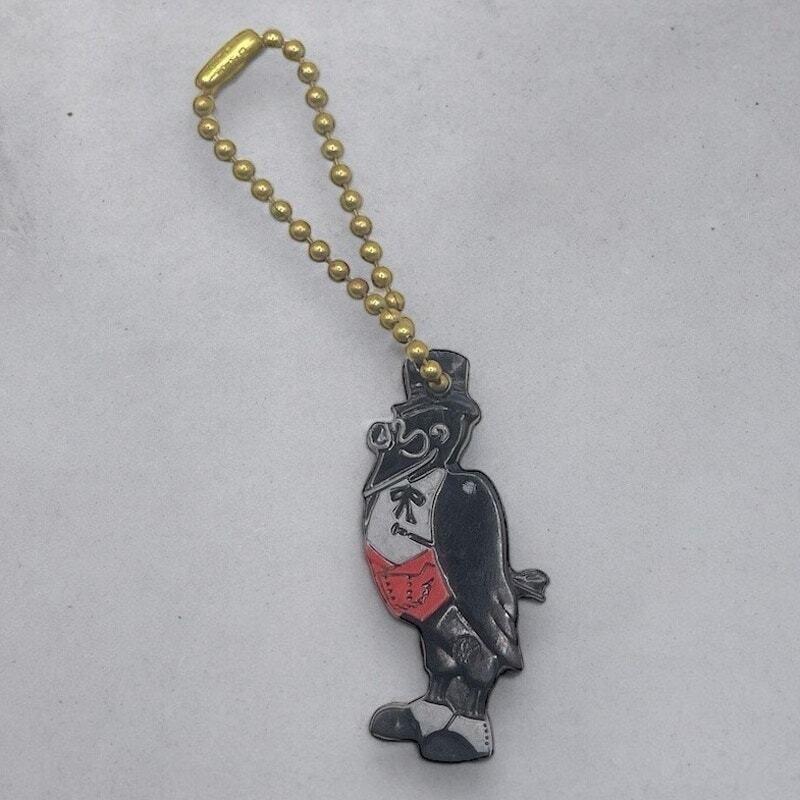 Vintage 1940s Old Crow Kentucky Whiskey Figural Character Mascot Keychain