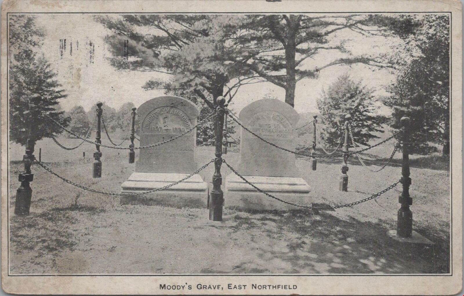 Postcard Moody's Grave East Northfield MA 