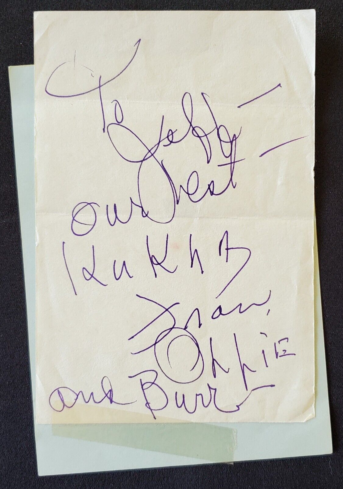 Burr Tillstrom Autograph KuKla Fran & Ollie 3x5 Card Chicago