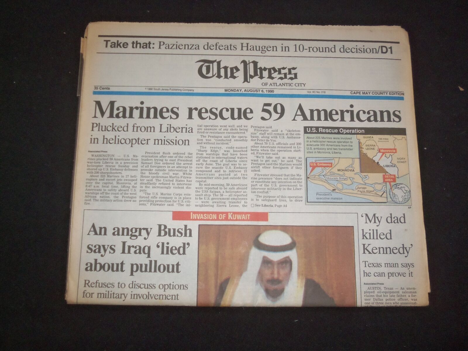 1990 AUGUST 6 THE PRESS NEWSPAPER-ATLANTIC CITY, NJ- MARINES RESCUE 59 - NP 8293