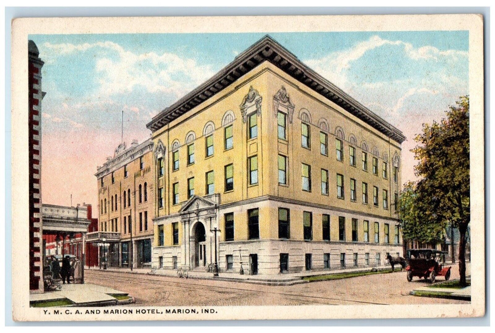 c1930's Y.M.C.A. And Marion Hotel Marion Indiana IN Unposted Postcard