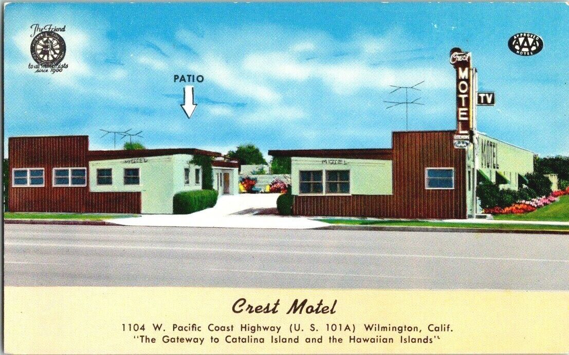 1950'S. CREST MOTEL. WILMINGTON, CA POSTCARD r18