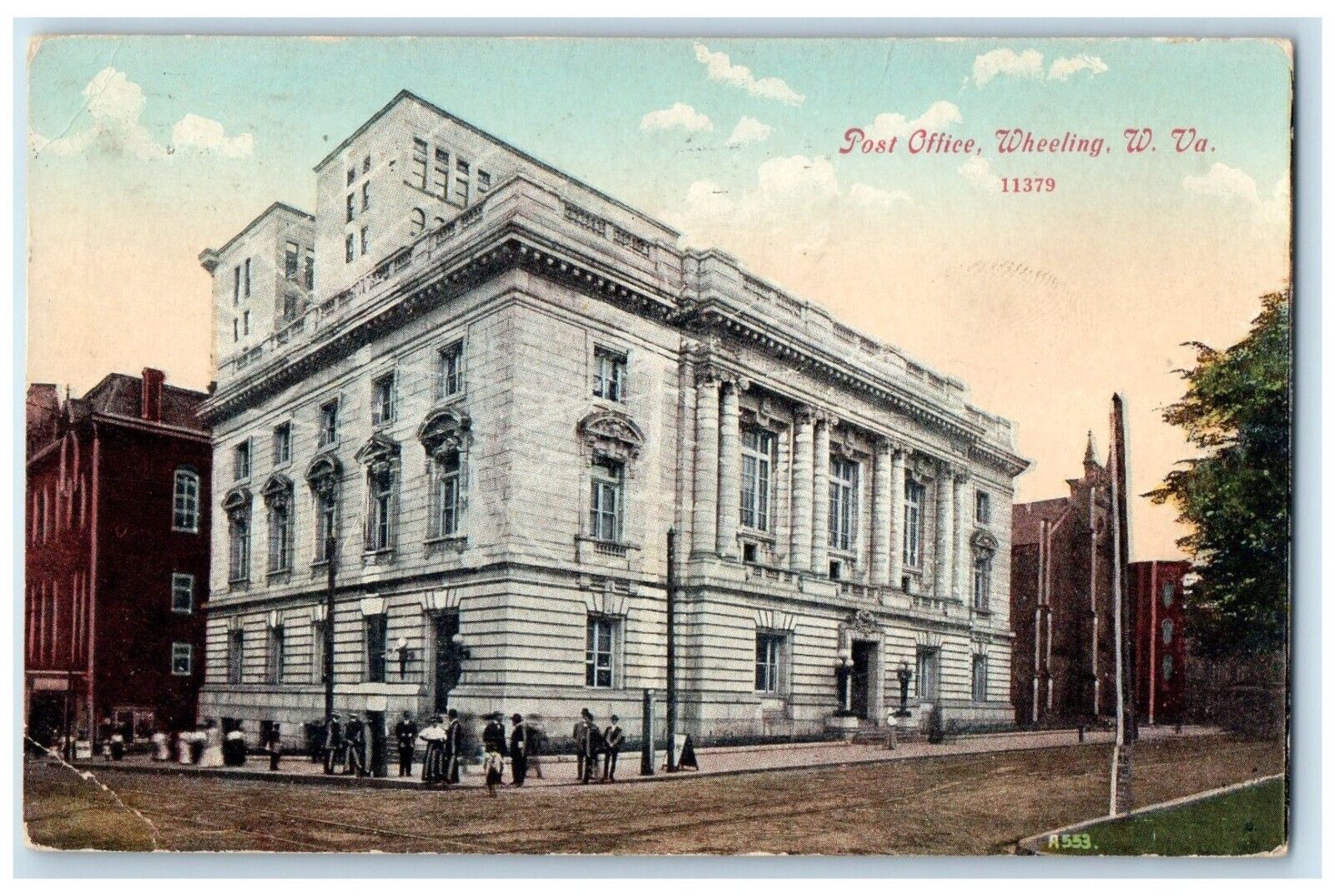 1911 Post Office Building Wheeling West Virginia WV Posted Antique Postcard