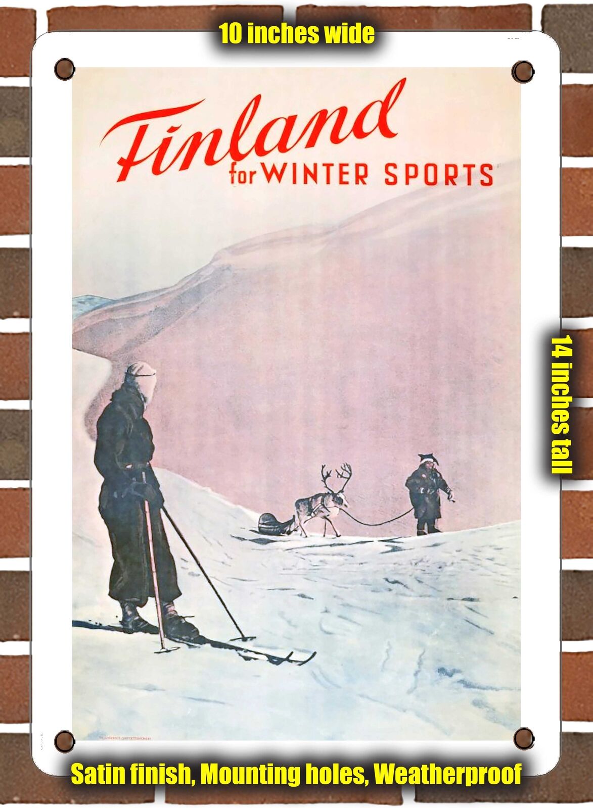 METAL SIGN - 1930 Finland for Winter Sports - 10x14 Inches