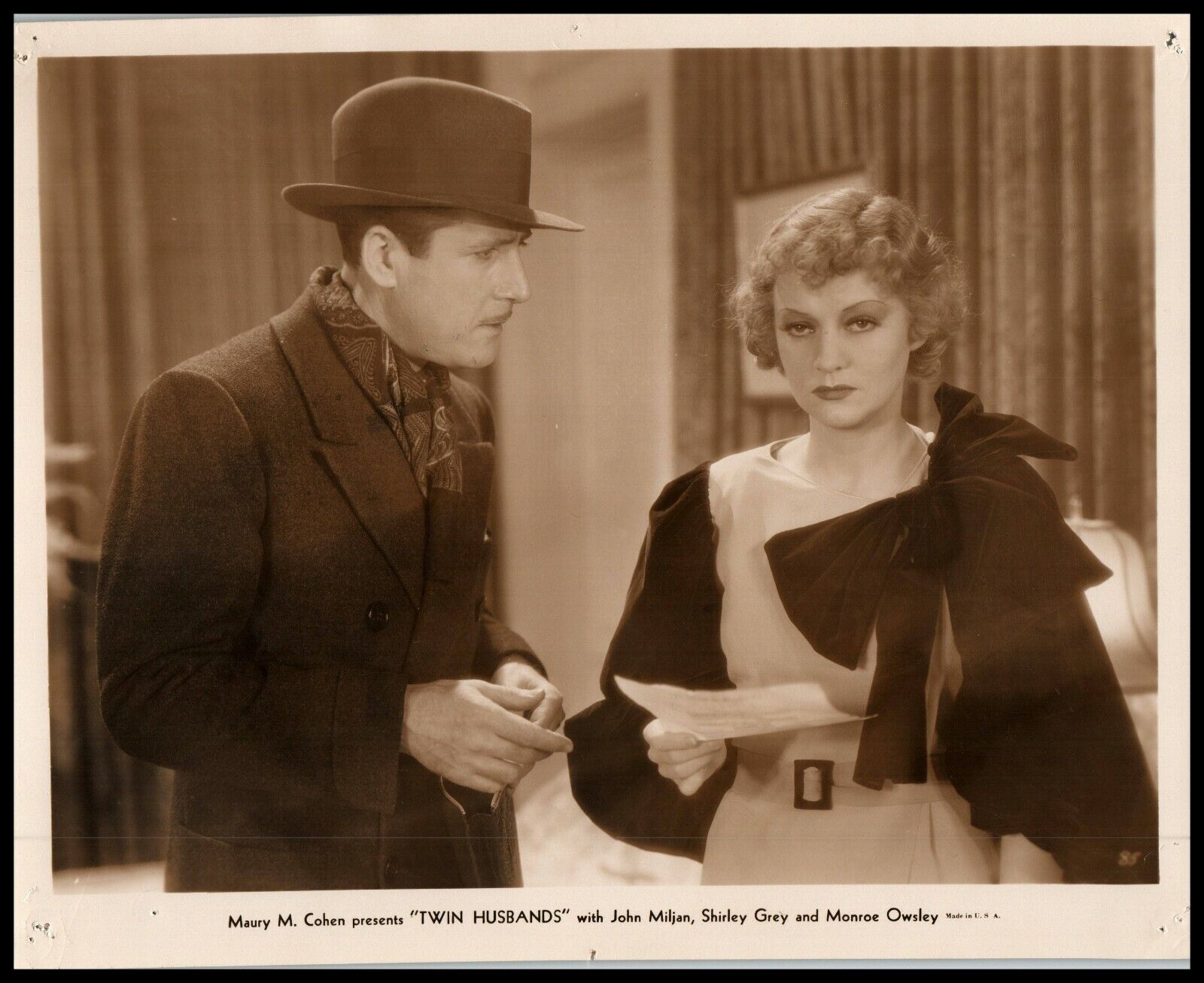 Shirley Grey + John Miljan in Twin Husbands (1933) PORTRAIT HOLLYWOOD Photo 604