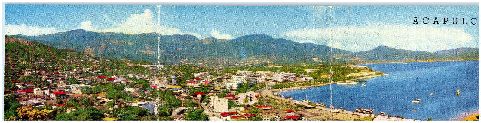 c1960's Panoramic View of Beautiful Acapulco Mexico Tri-Fold Postcard
