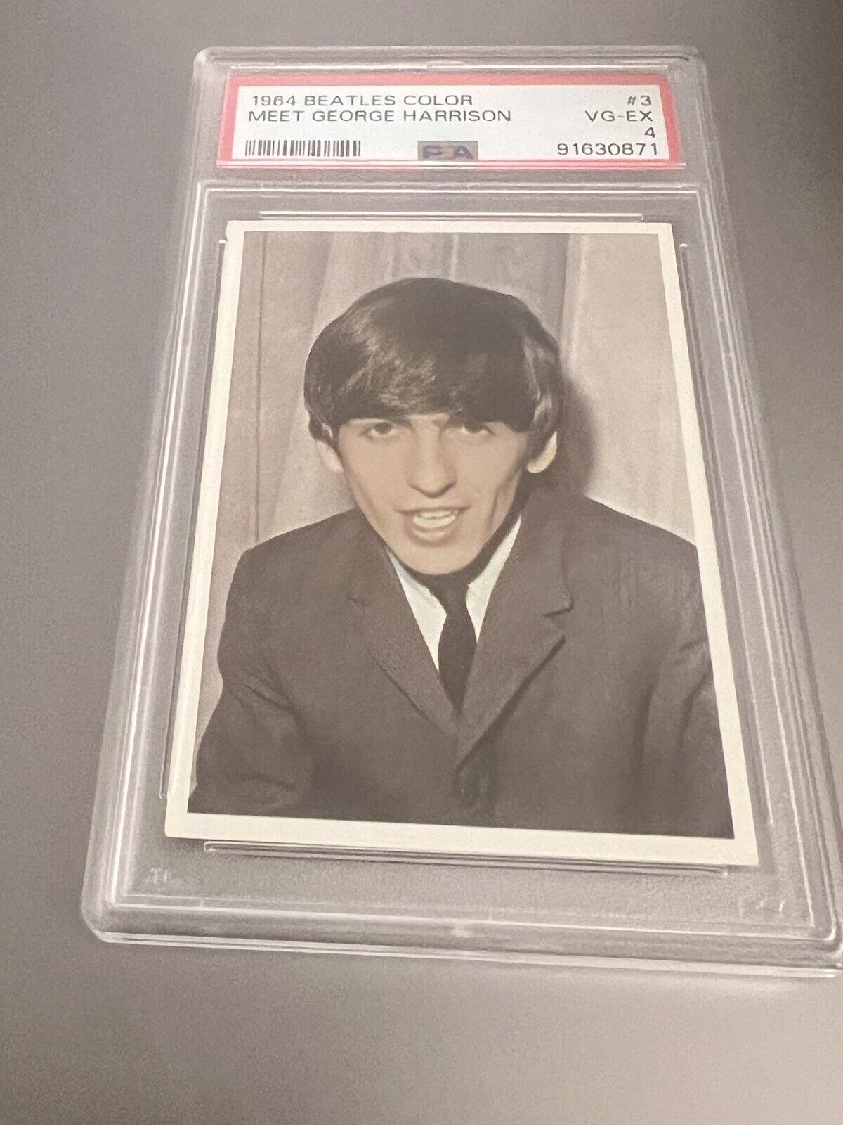 1964 Topps Beatles Color #3 - Meet George Harrison New PSA Slab 4 VG-EX Centered