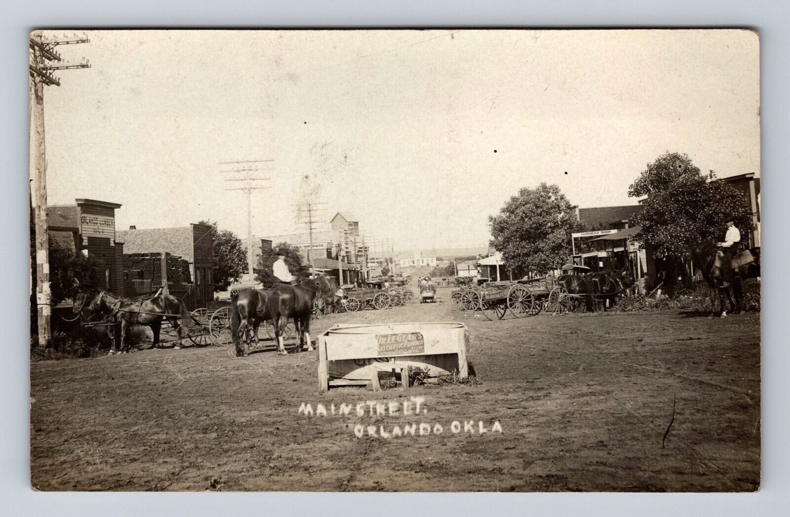 Orlando OK-Oklahoma, RPPC: Main Street, Old West, Wagons Vintage c1910 Postcard