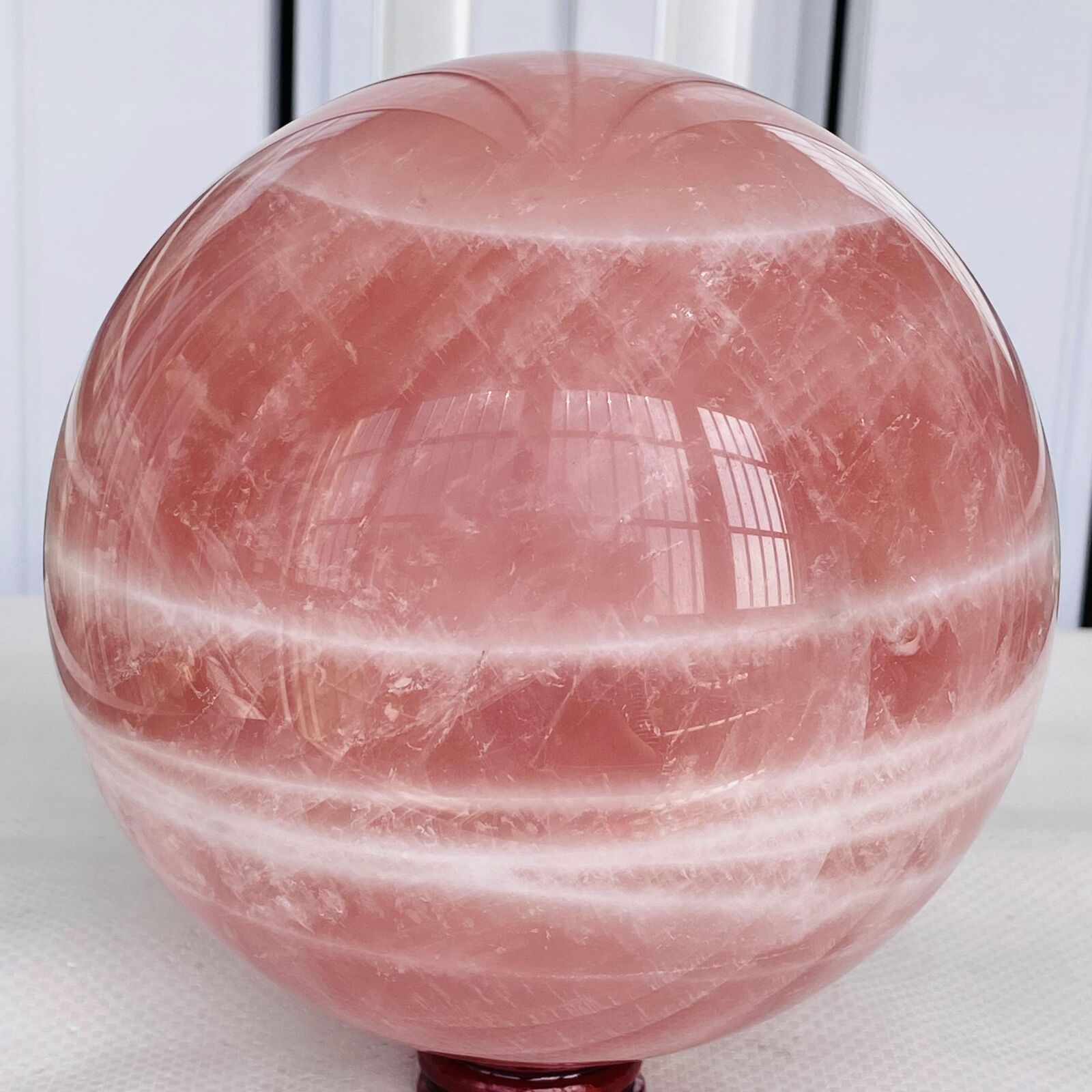 Natural Pink Rose Quartz Sphere Crystal Ball Reiki Healing 4140G