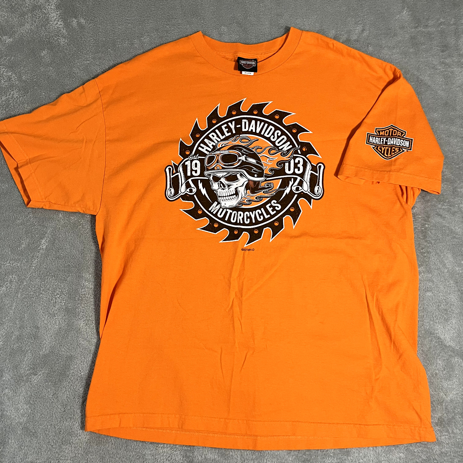 Harley Davidson Mens T Shirt Size 2X Orange Scottsdale Az Eagle Skull Cotton