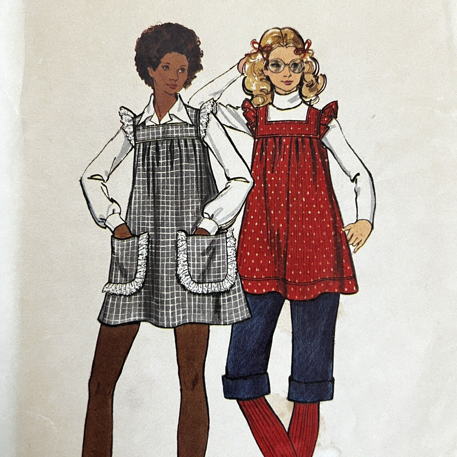 Vintage 1970s Butterick 6873 Coquette Ruffle Smock Dress Sewing Pattern 6 UNCUT