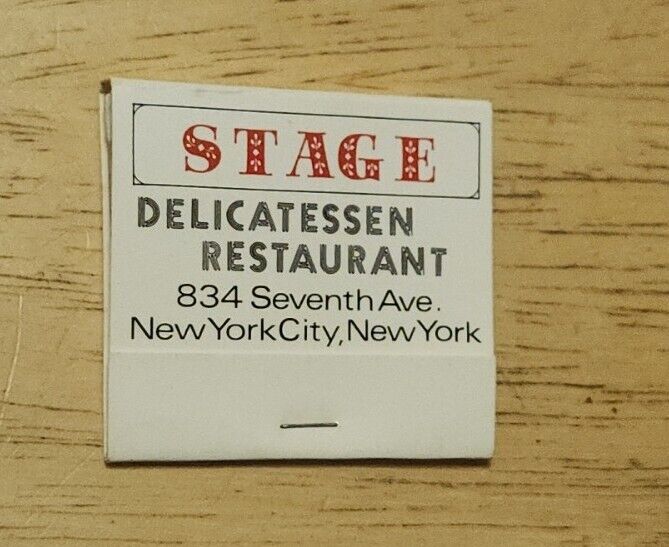 Matchbook Stage Delicatessen Restaurant New York City Deli Bar Legendary Rare NY