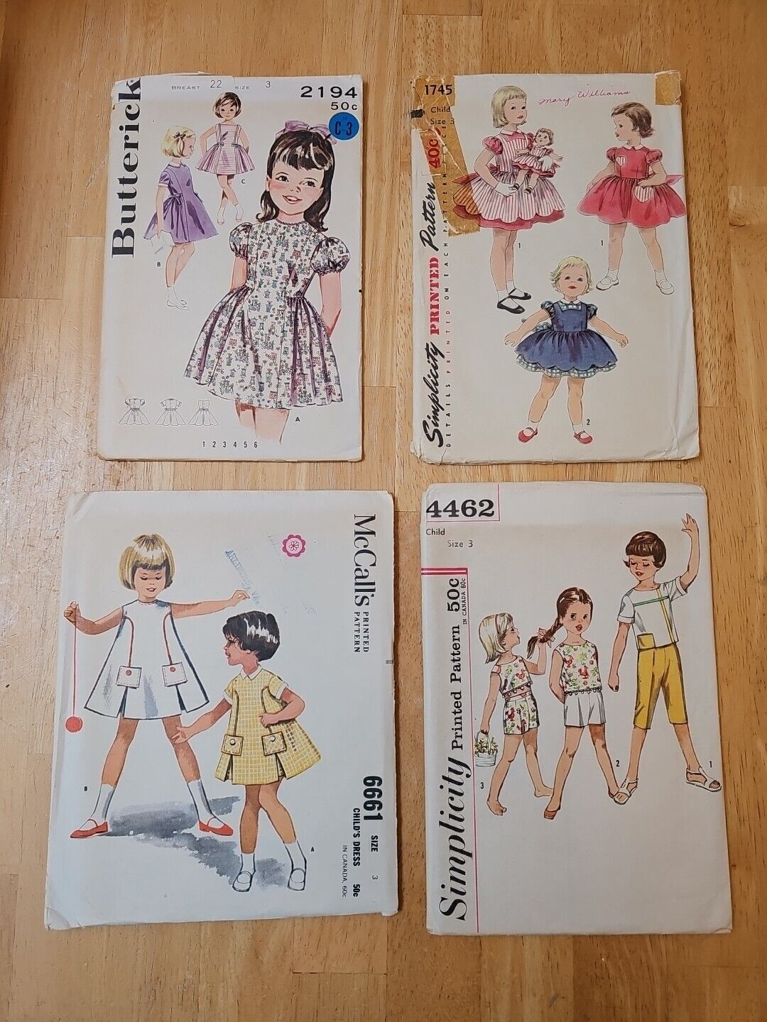 Girls Dress Pattern Simplicity, Mccalls 1950-1960s  Vintage Size 3. Lot Qty 4 W