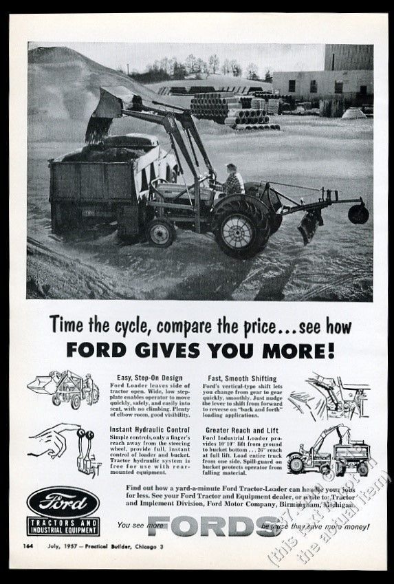 1957 Ford tractor loader photo vintage trade print ad