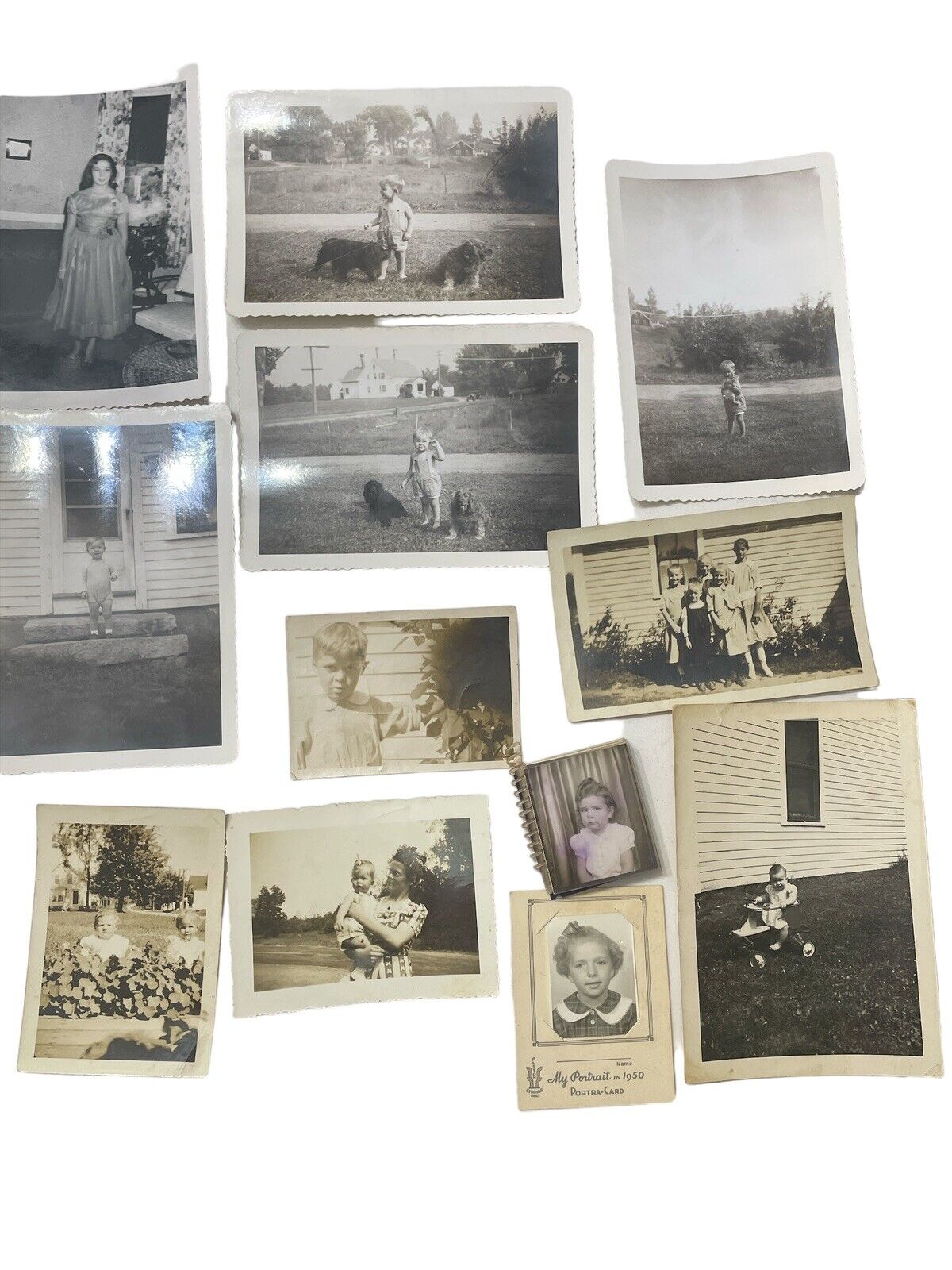 Antique Vintage B&W Sepia Children Dogs Family Estate Photograph Lot
