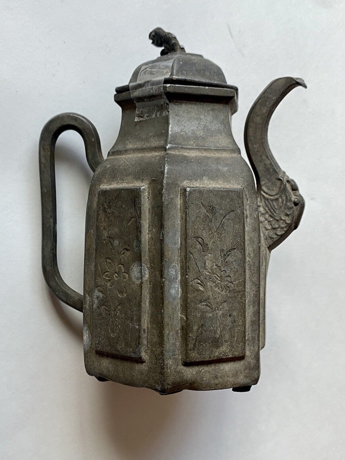 Antique Asian  (Japanese, Chinese) Pewter Teapot - 1920’s - Makers Mark Wax Seal